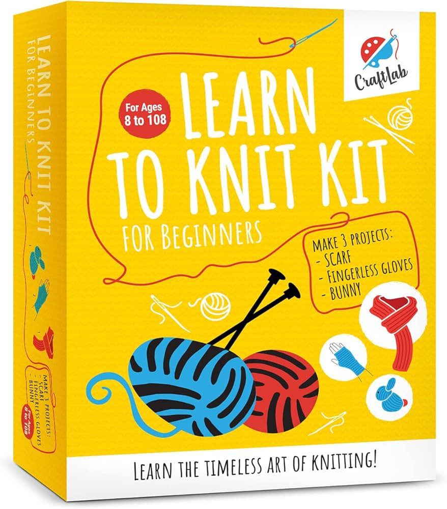 CraftLab Knitting Kit for Beginners, Kids and Adults Includes All Knitting Supplies: Wool Yarn, K... | Amazon (US)