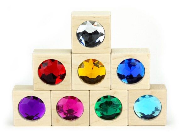 8 pc Large Gem Building Blocks | Maple Unit Blocks Jewel Blocks Gemstone Blocks Sparkle Glitter C... | Etsy (US)