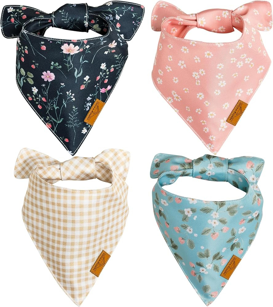 Remy+Roo Summer Dog Bandanas - 4 Pack Meadow Set | Premium Durable Adjustable Polyester Fabric | ... | Amazon (US)