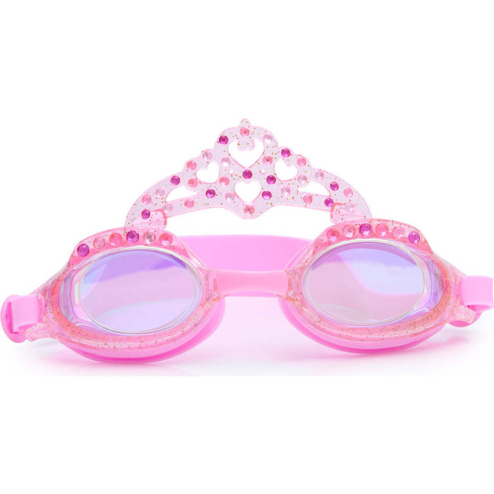 Pink Glitter Princess Crown Youth Swim Goggles, Pink | Maisonette