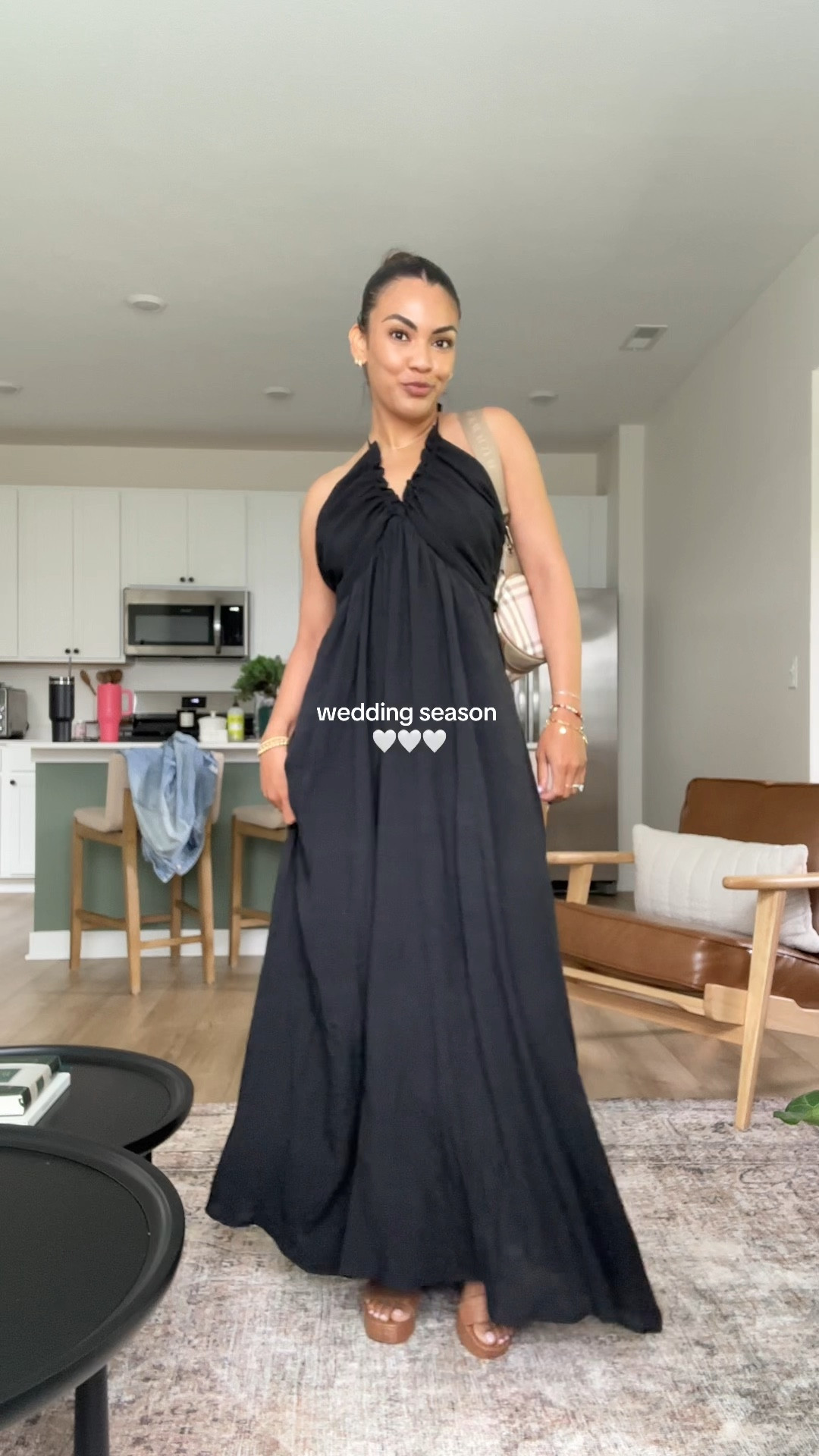 black maxi wedding guest dress