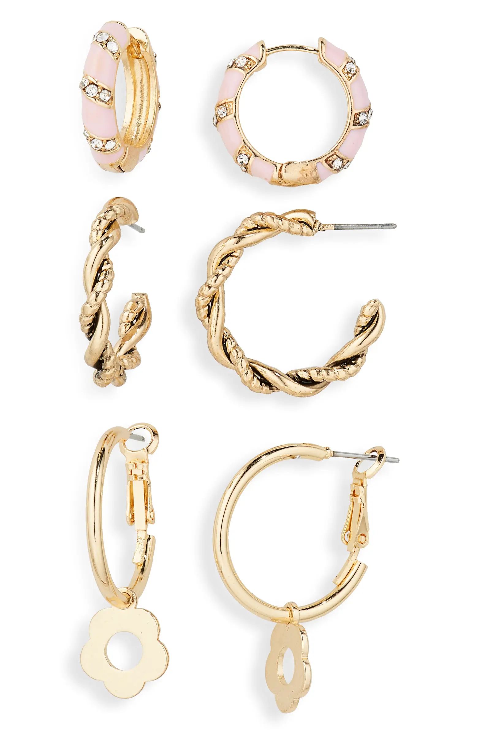 BP. Set of 3 Floral Drop & Huggie Hoop Earrings | Nordstrom | Nordstrom