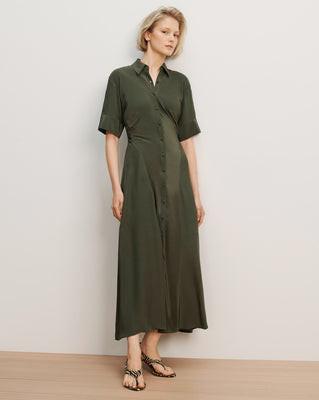 Veronica Beard Perenna Maxi Shirtdress Loden | Veronica Beard