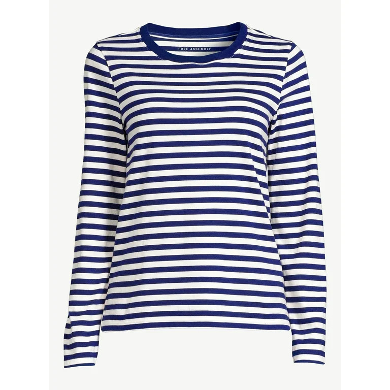 Free Assembly Women's Crewneck T-Shirt with Long Sleeves, Sizes XS-XXXL | Walmart (US)
