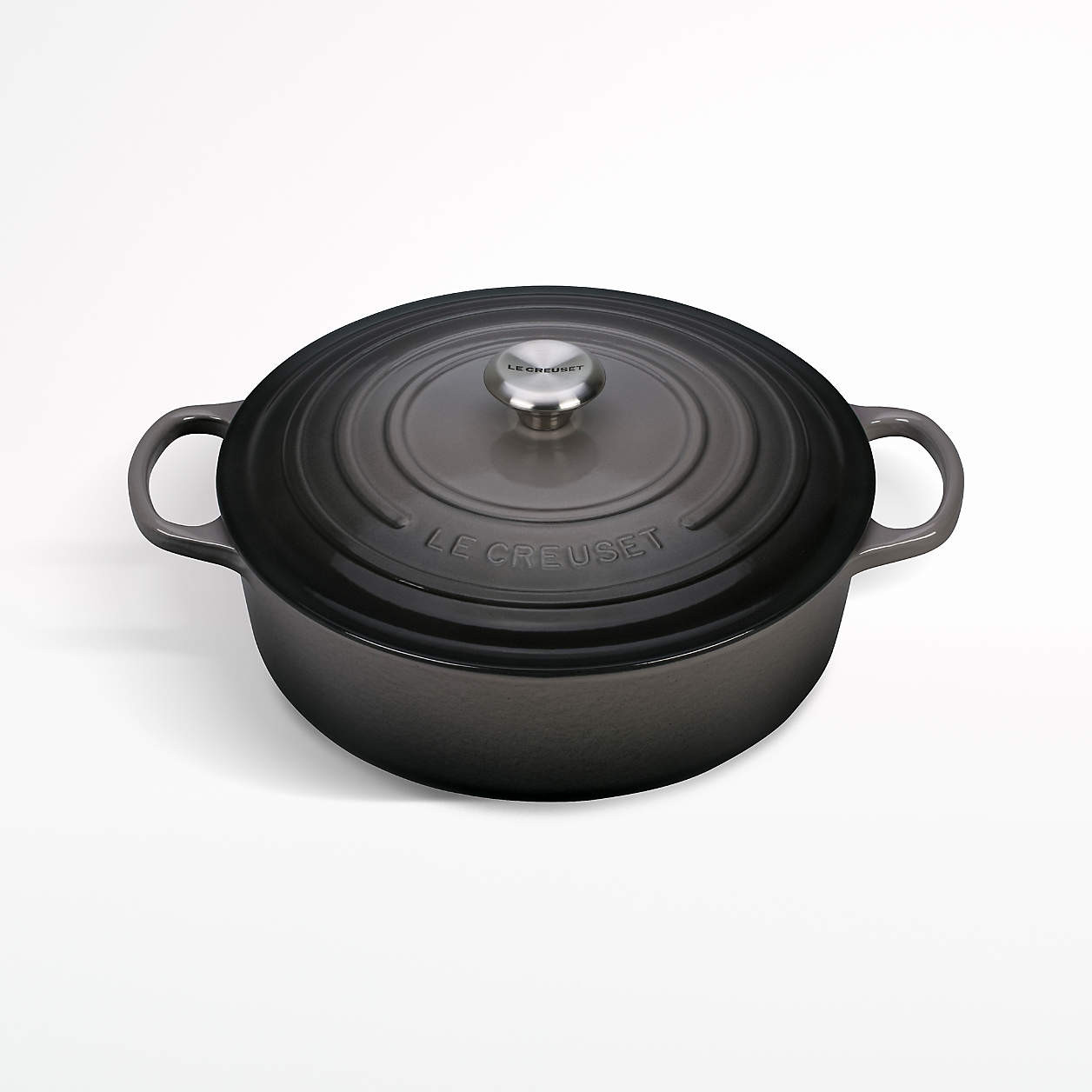 Le Creuset Graphite 6.75-Qt. Round Wide Dutch Oven + Reviews | Crate & Barrel | Crate & Barrel