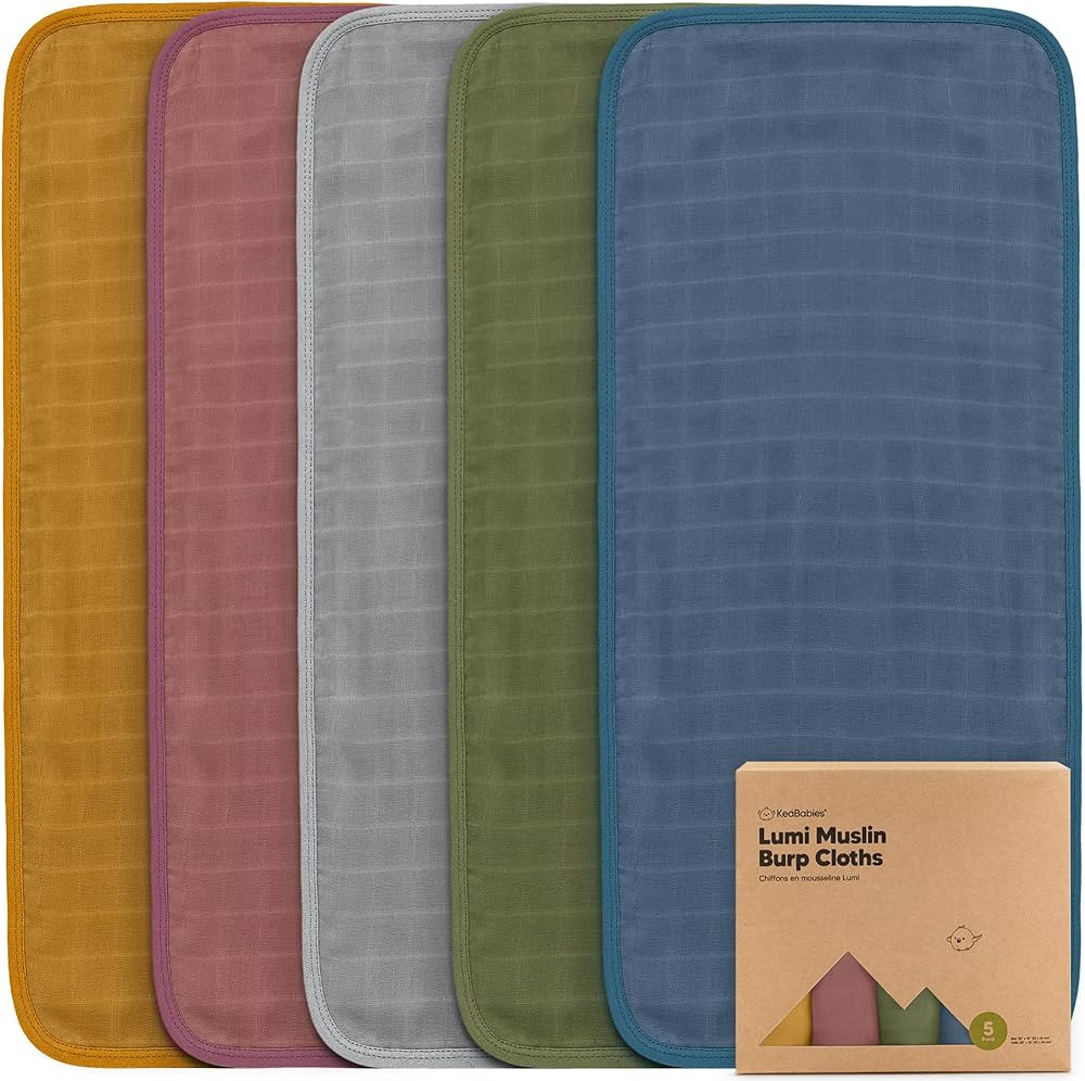 5-Pack Muslin Burp Cloths for Baby Boys, Girls - Organic Baby Burp Cloths, Burp Clothes for Baby ... | Amazon (US)