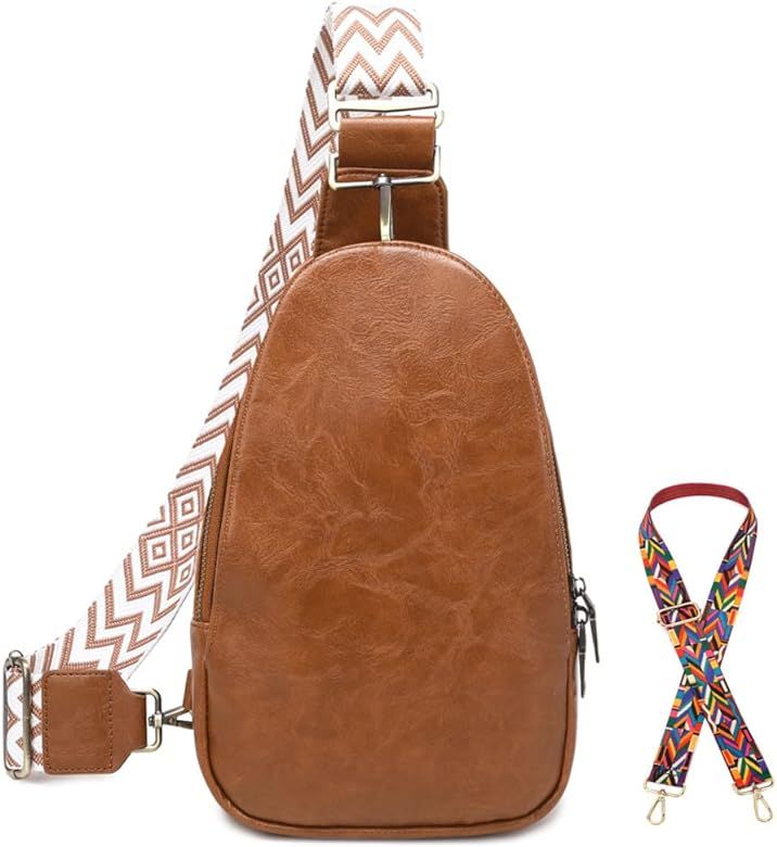 WSRYDJDL Women Chest Bag Sling Bag Small Crossbody PU Leather Satchel Daypack Shoulder backpack f... | Amazon (US)