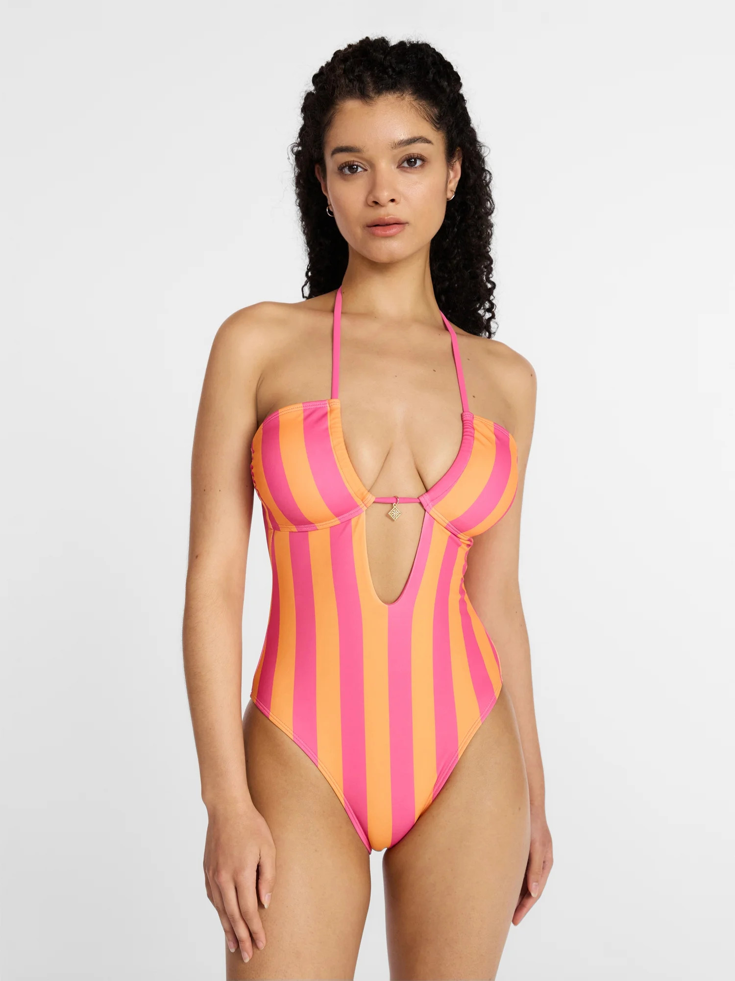 No Boundaries Cut Out One Piece Halter Swimsuit, Women's XXS-XXL | Walmart (US)