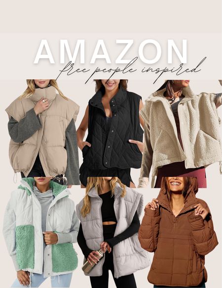 Free people inspired finds from Amazon! 

Puffer vest / Sherpa vest/ puffer pullover / Amazon finds / Amazon fashion / winter outfits 

#LTKfindsunder50 #LTKstyletip