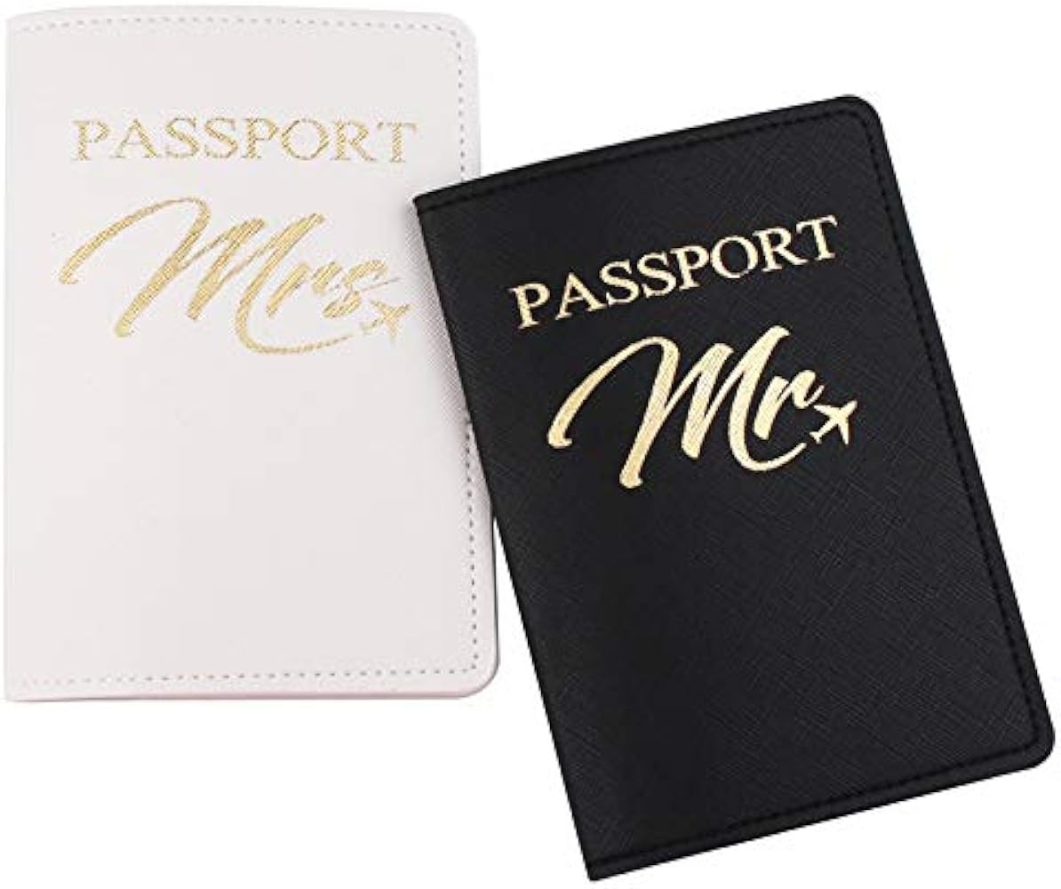 Mr and Mrs Passport Holder and Luggage Tags Set, Wedding and Honeymoon Travel Luggage, Bridal Sho... | Amazon (US)