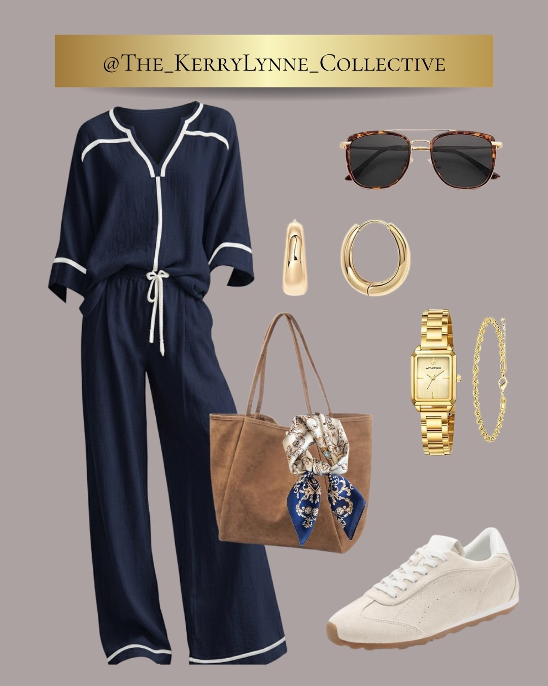 The Navy Leisure Edit


Easy, elevated, and effortlessly pulled together 🤍 This navy set is one of those looks that feels polished without trying too hard. I love the contrast of the white trim, the neutral suede tote, and the clean sneaker for an everyday luxe feel. Finished with simple gold accessories and sunnies for a classic off-duty moment.

Perfect for errands, travel days, coffee runs, or a casual lunch when you still want to look chic.

#LTKootd #LTKgrwm