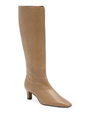 Leather High Shaft Heeled Boots For Women, Leather/Gold | TJ Maxx