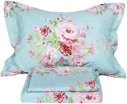 Usning Floral Sheet Set, Soft 100% Cotton Shabby Pink Rose Print Bed Sheet Set with Deep Pocket Fitt | Amazon (US)