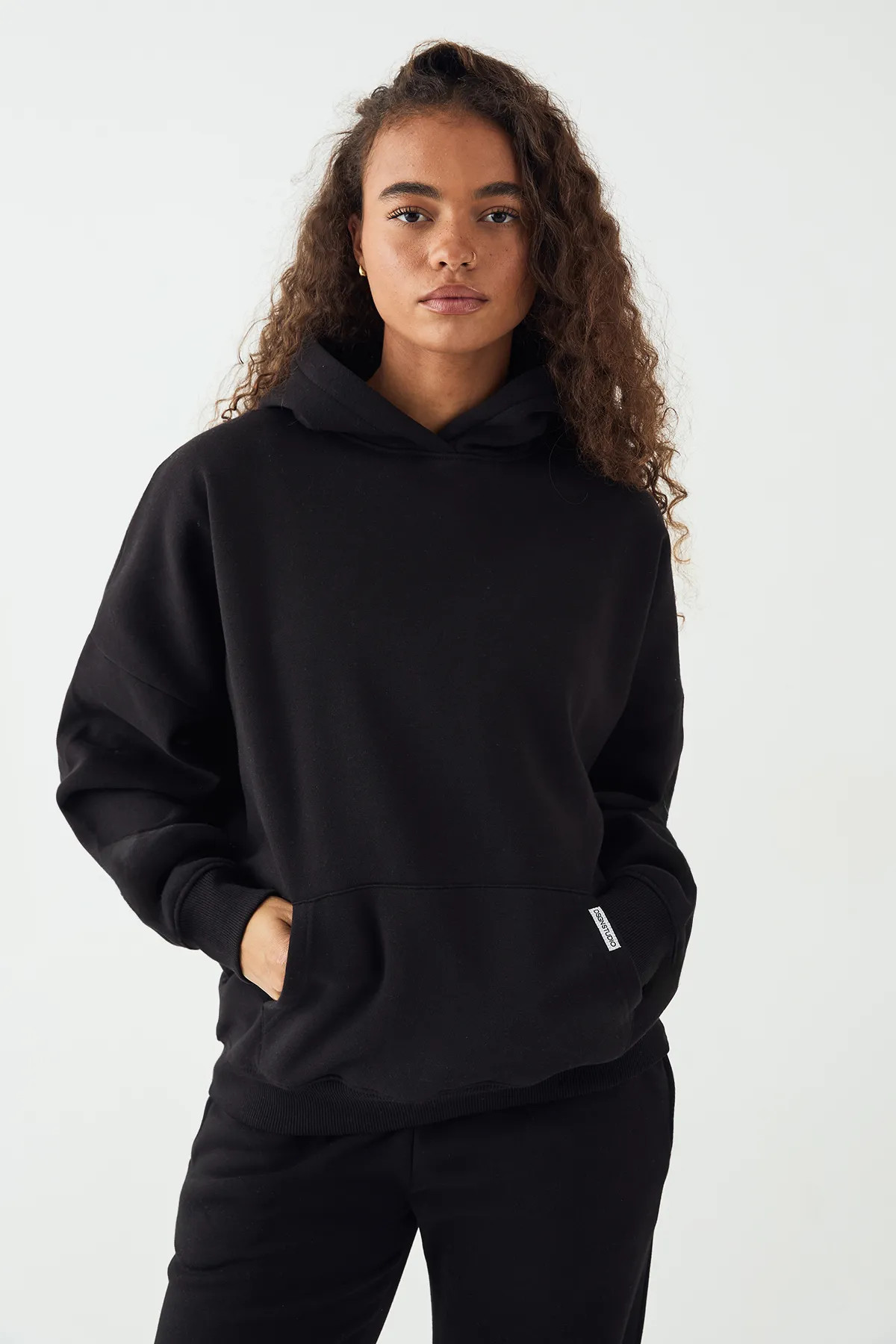 Black DSGN Studio Oversized Over The Head Hoodie | PrettyLittleThing USA | PrettyLittleThing US