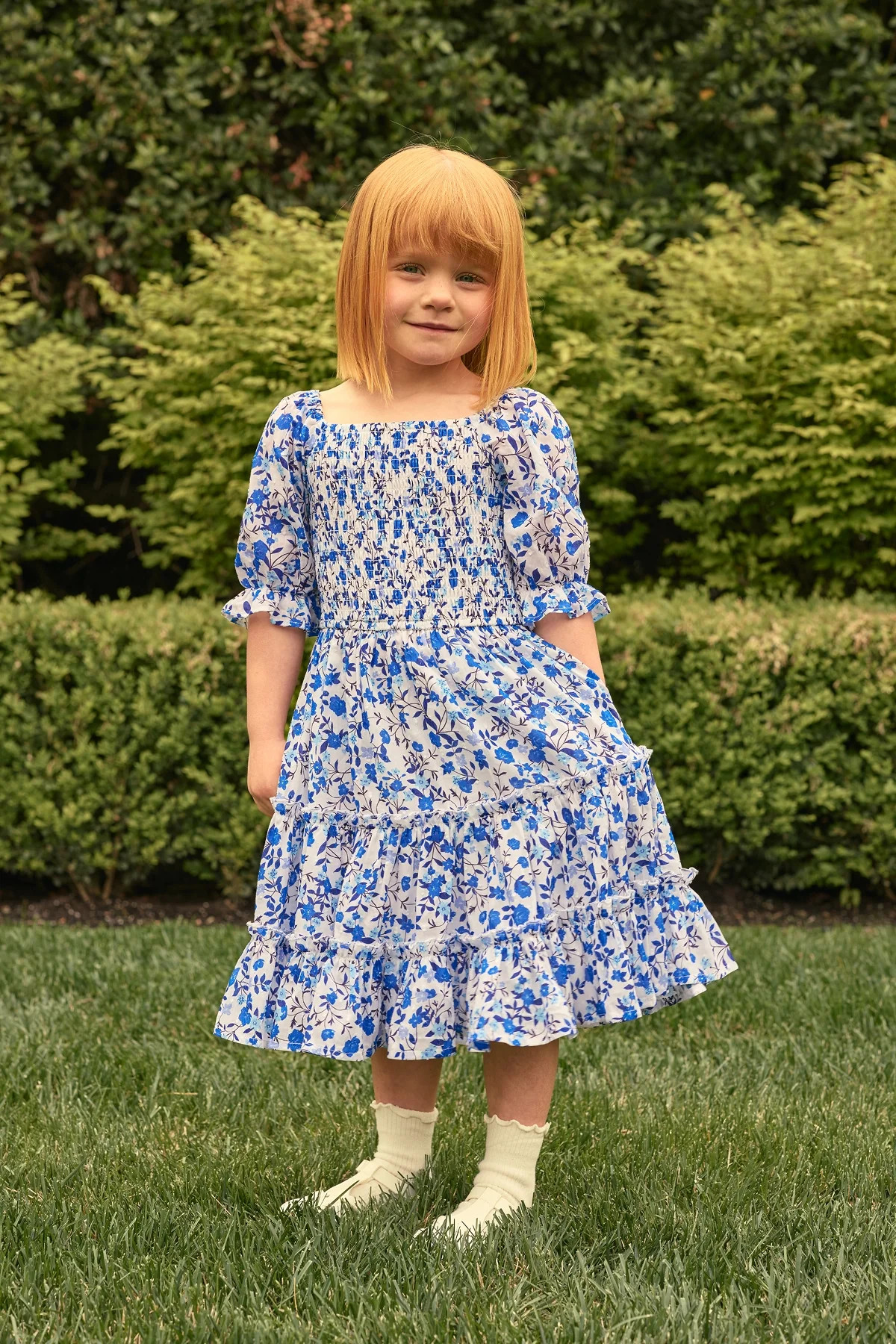 Mini Madeline Dress in Ditsy Cobalt Floral | Ivy City Co