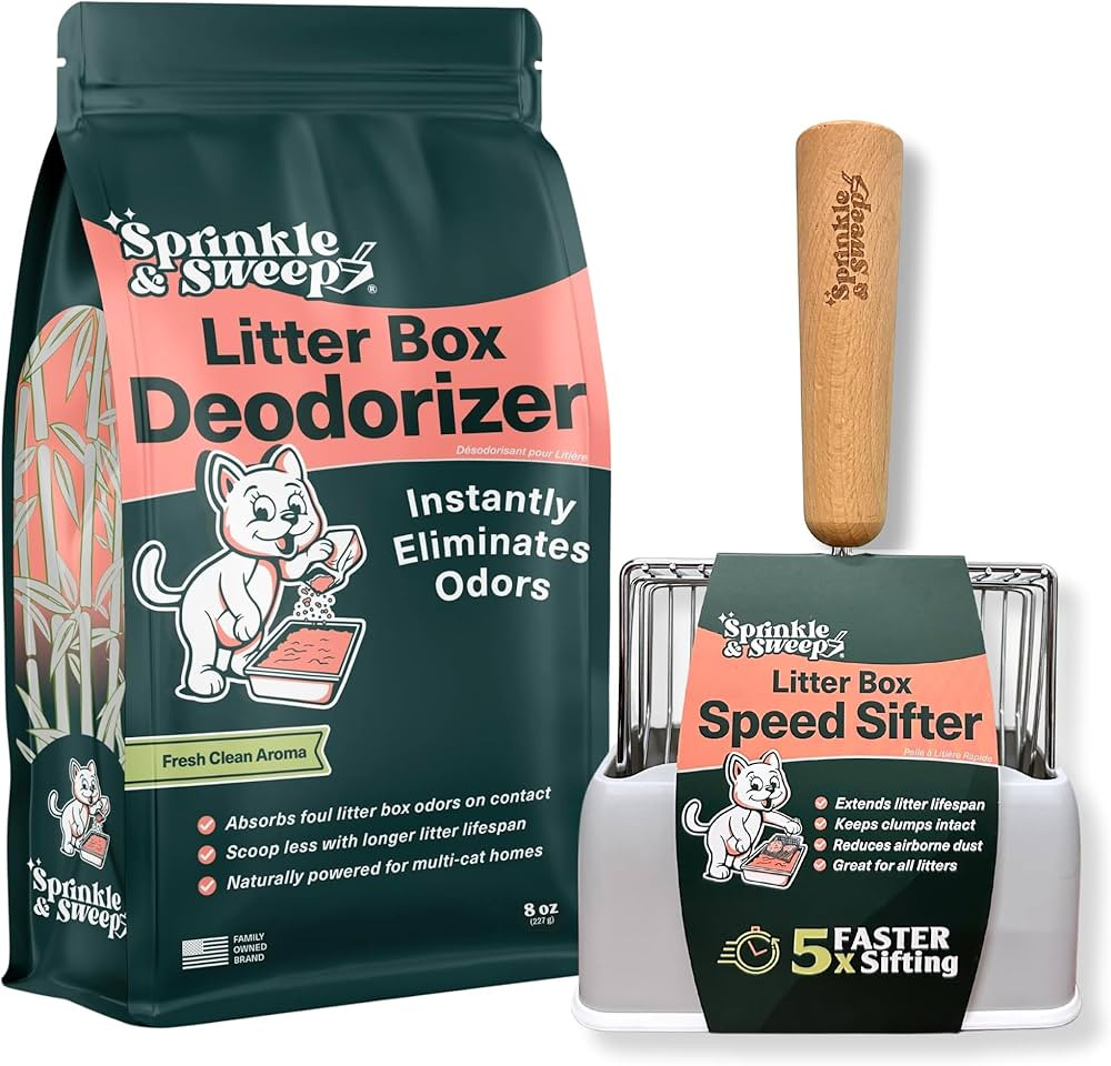 Sprinkle & Sweep Litter Box Deodorizer - Cat Litter Deodorizer Non Toxic and Safe for Kittens - L... | Amazon (US)