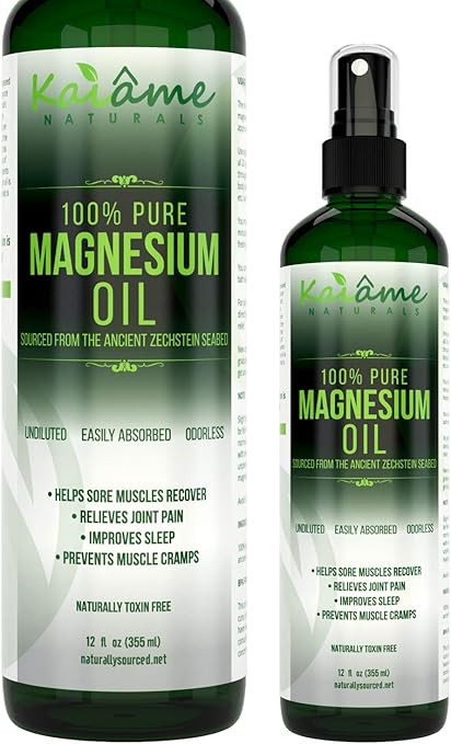 Magnesium Oil Spray, Large 12 oz, Undiluted, Pure and Organic, Sourced from Ancient Zechstein Sea... | Amazon (US)
