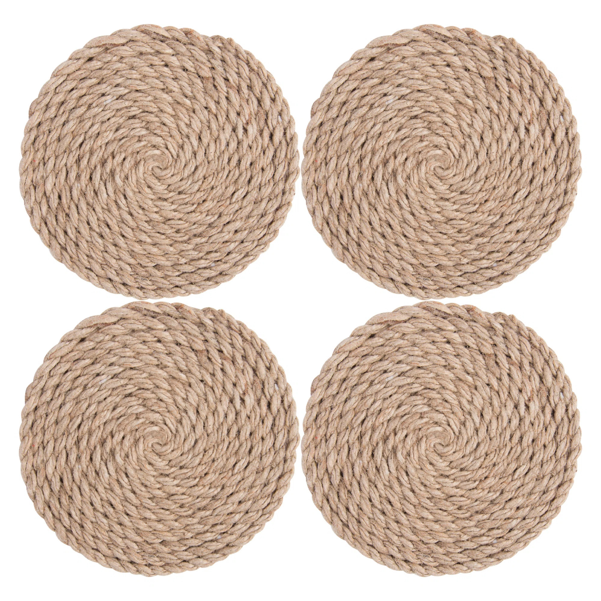 Jute Round 4 Piece Coaster Set | Wayfair North America