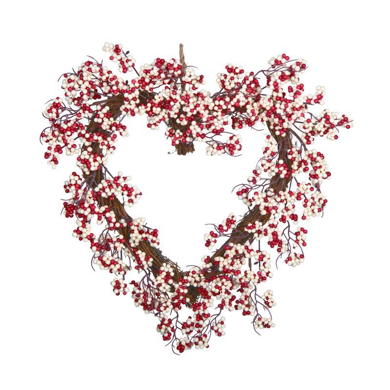 Transpac Fiber 20 in. Valentines Soft Berry Heart Wreath | Target