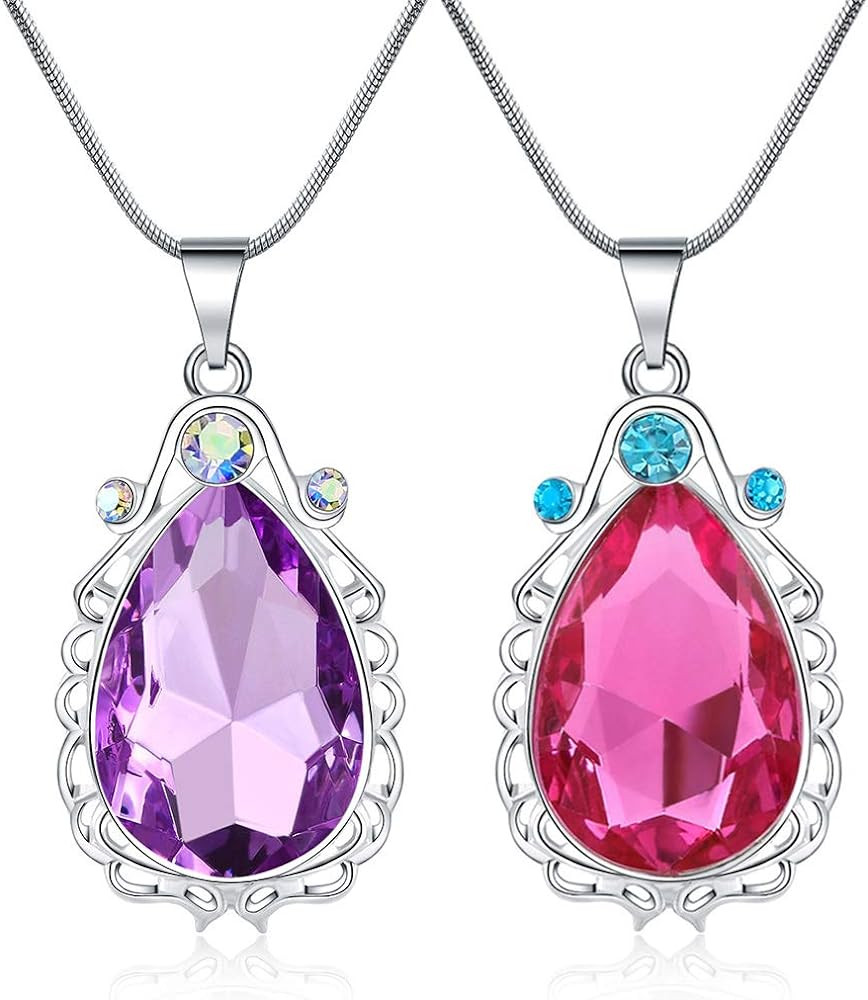 2 Pcs Sofia the First Amulet and Elena Princess Necklace Twin Sister Teardrop Necklace Magic Jewe... | Amazon (US)
