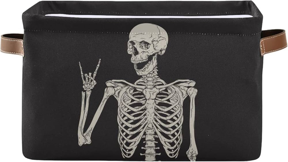 Aslsiy Skull Human Skeleton Toy Basket Large Storage Basket Halloween Nursery Bins Collapsible La... | Amazon (US)