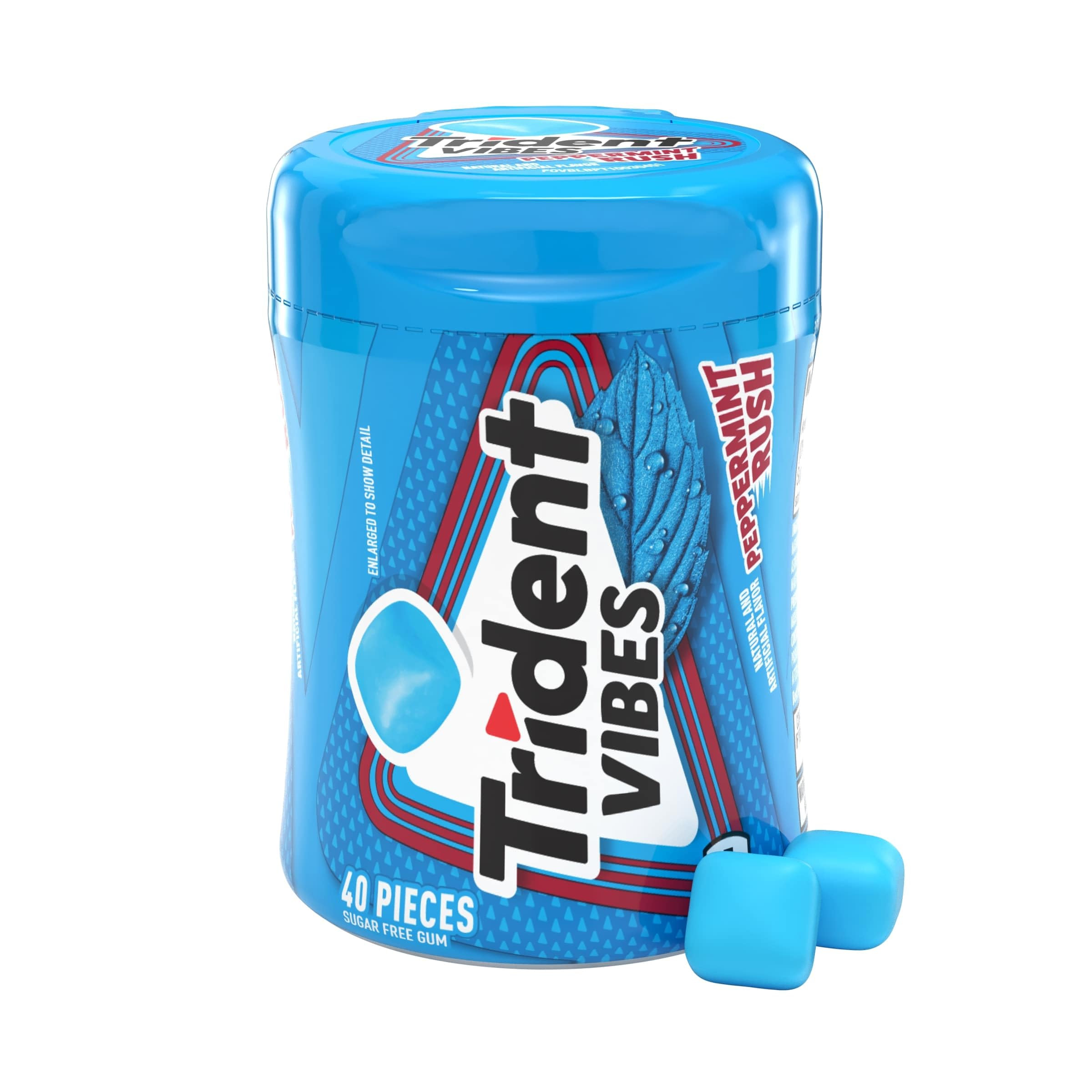 Trident Vibes Sugar Free Gum, Peppermint Rush Gum, Regular Size, 40 Piece Bottle | Amazon (US)