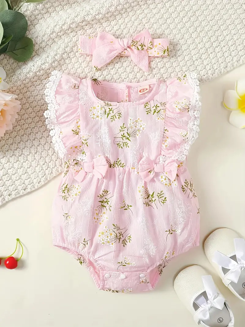 Baby's Pastoral Style Floral Print Cotton Triangle Bodysuit - Temu | Temu Affiliate Program