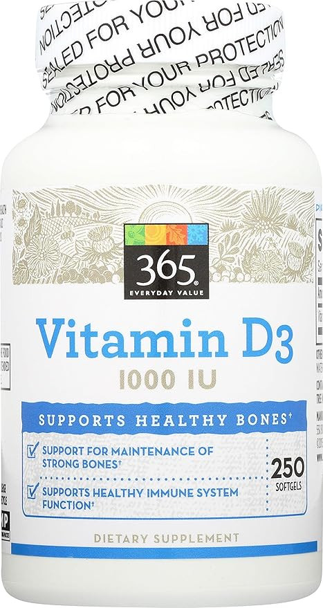 365 Everyday Value, Vitamin D3 1000 IU, Capsule, 250 ct | Amazon (US)