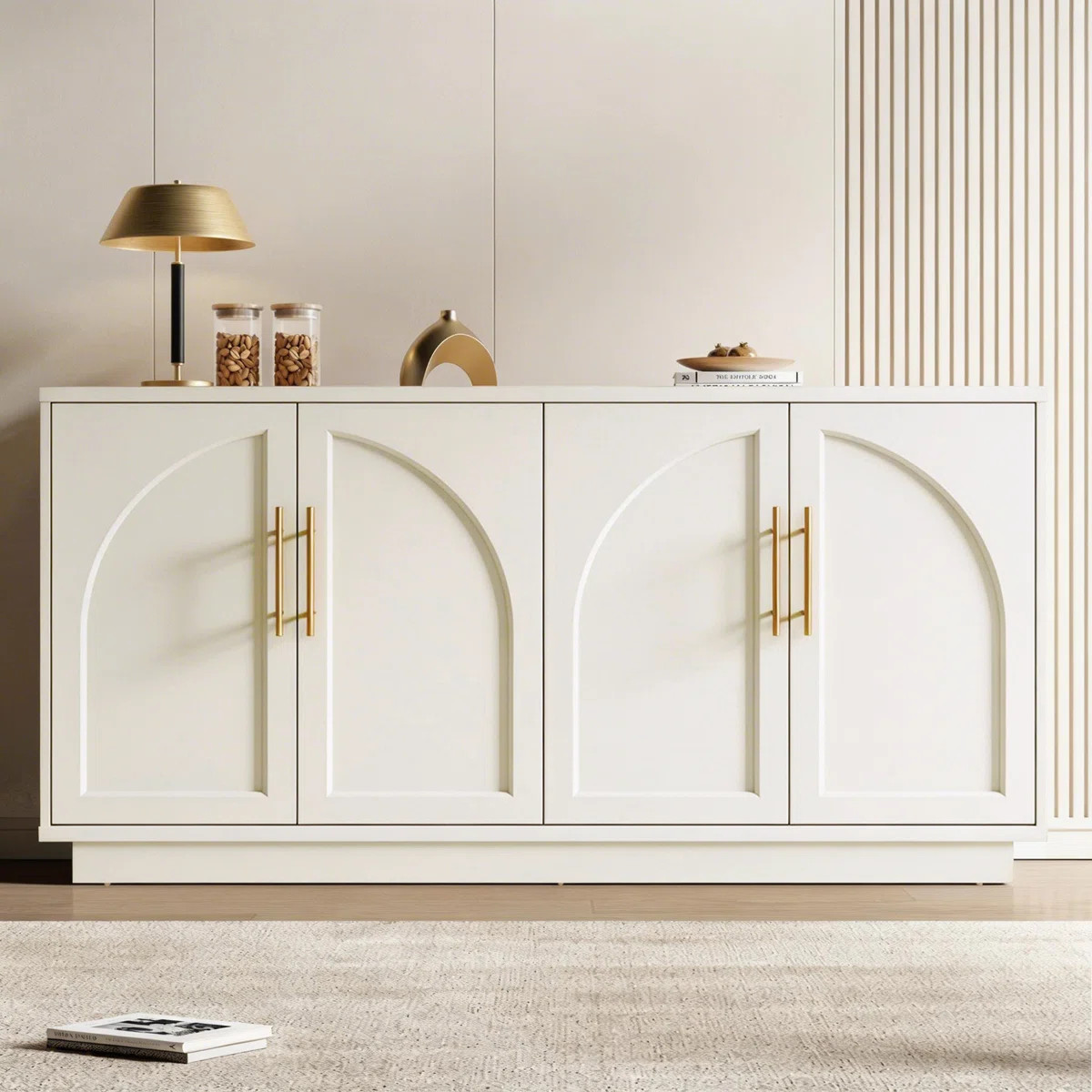 Curved Arch Four Door Sideboard Storage Cabinet with Adjustable Shelve | Wayfair North America