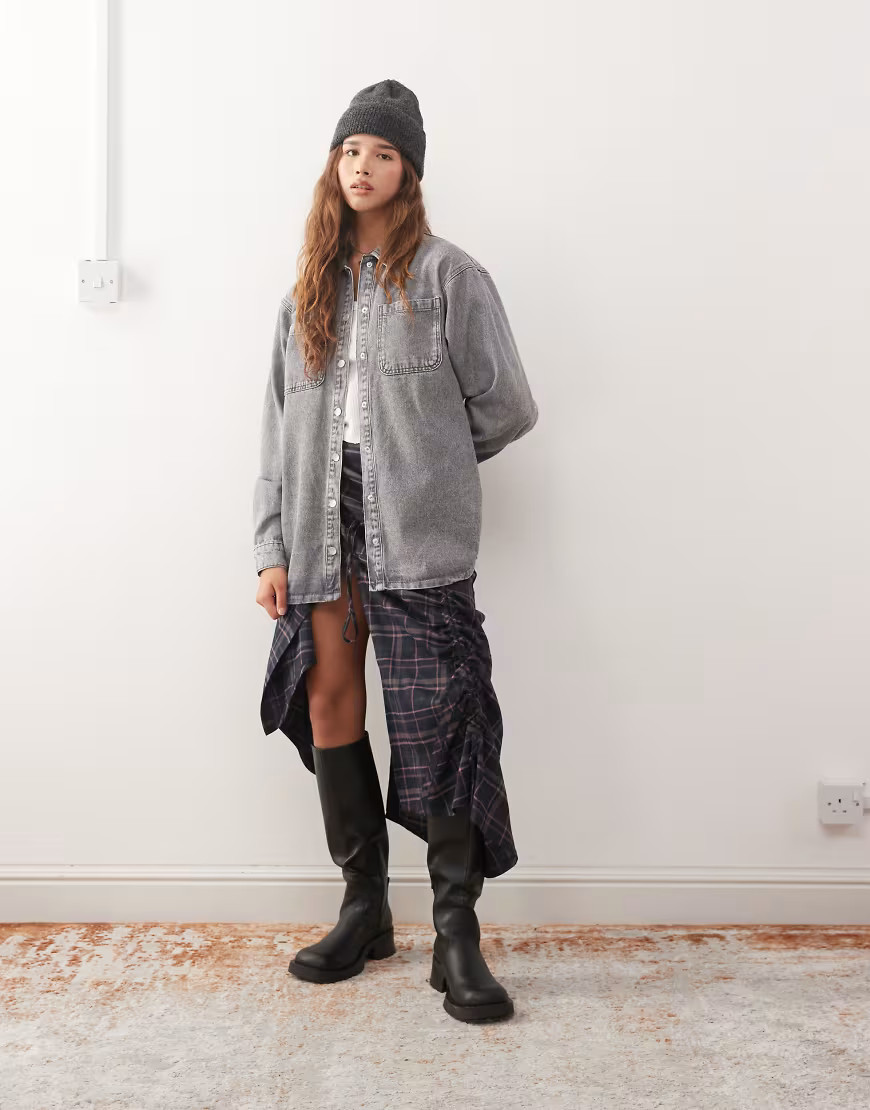Noisy May denim shacket in washed grey | ASOS (Global)