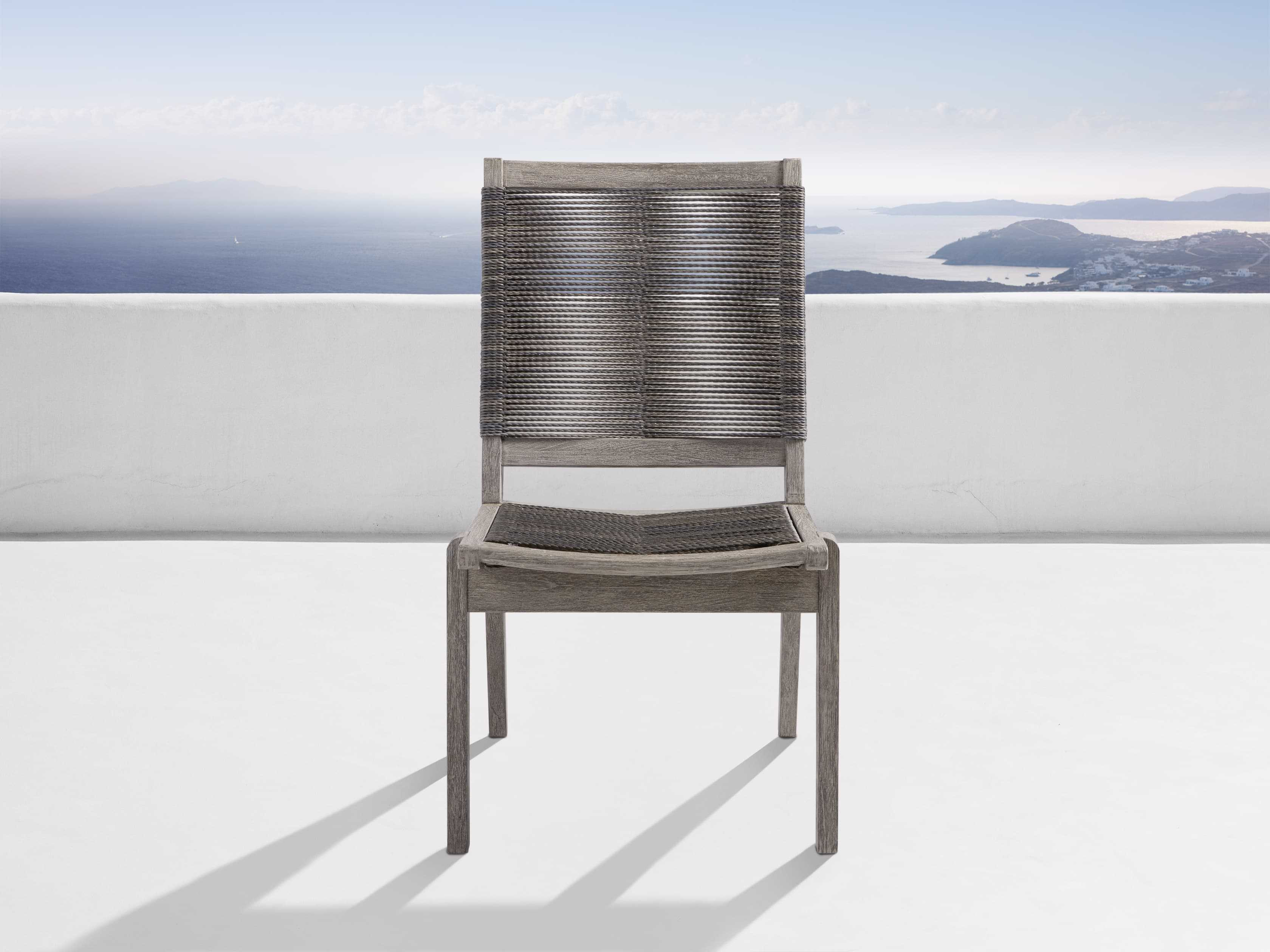 Tulum Outdoor Dining Side Chair in Driftwood Grey/Charcoal | Arhaus