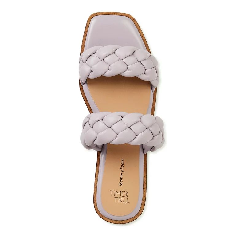 Time and Tru Women's Braided Two Band Sandals - Wide Widths Available - Walmart.com | Walmart (US)