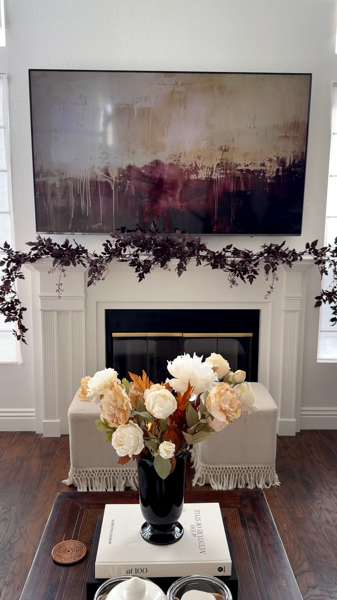 Fall decor. Digital TV art. I have 2x 6ft garlands on the mantle. 

#LTKHoliday #LTKHome #LTKSeasonal