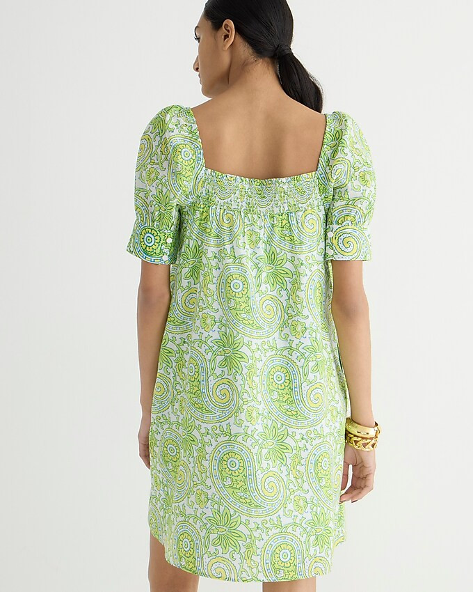 SZ Blockprints™ X J.Crew squareneck puff-sleeve mini dress in citrus paisley | J. Crew US