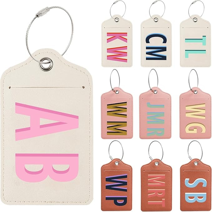 Personalized Custom Shadow Monogram Luggage Tags - DIY Initials PU Leather Backpack ID Labels wit... | Amazon (US)