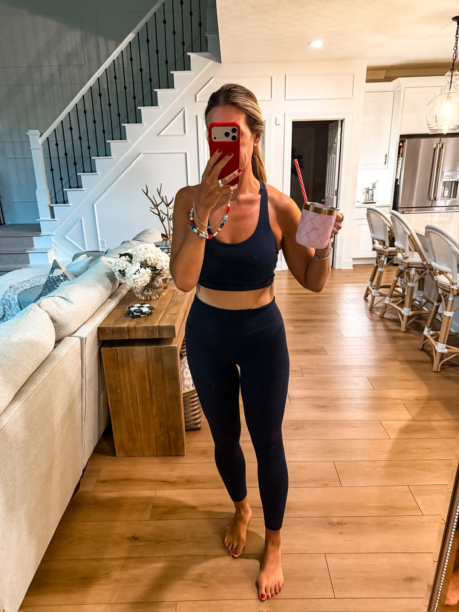 This matching activewear set has such a smooth, supportive fit without feeling overly compressive. I love the high rise leggings with the simple scoop neck sports bra for workouts, walks, or throwing on a layer and heading out for the day.

Size 8

matching activewear set, workout set, high rise leggings, sports bra, navy activewear, workout clothes, gym outfit, athleisure outfit, supportive activewear, womens activewear, TheMomInStyle

#LTKootd #LTKActive #LTKfitnessgoals