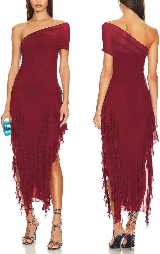 ALENDA DANMOS One Shoulder Strapless Maxi Dress Cocktail Party Dress | Amazon (US)