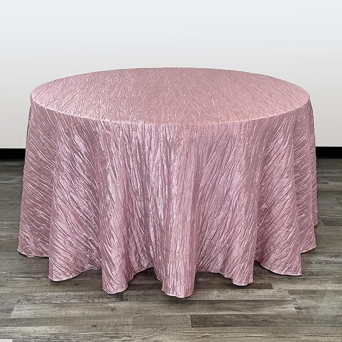Your Chair Covers - 120 Inch Round Crinkle Taffeta Tablecloth - Dusty Rose, Crushed Shiny Dining ... | Amazon (US)