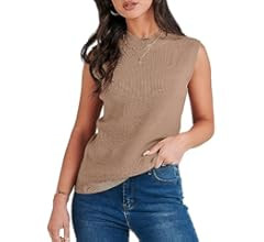 ANRABESS Women's Mock Neck Knit Sweater Vest Casual Sleeveless Summer Trendy Ribbed Pullover Tank To | Amazon (US)