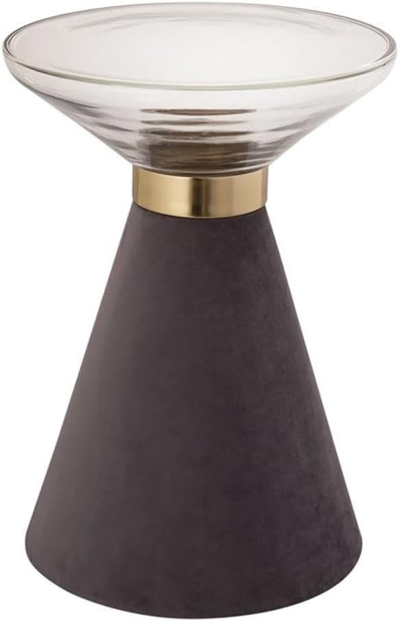 MAKLAINE 21" H Modern Glass and Iron Side Table in Brown/Gray | Amazon (US)