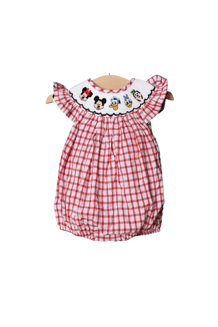 Smocked Mouse and Friends Red Windowpane Bubble | The Smocked Flamingo