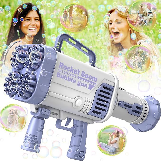 Bubble Machine Gun - 2022 Upgrade 64-Hole Bubble Bazooka Gun Rocket Boom Bubble Machine Rocket La... | Amazon (US)