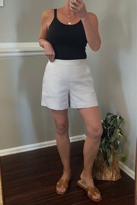 Linen shorts for summer for $24 in cart. These are so good! 10 colors, true to size, elastic waist in the back, flat front and side pockets. This is the color flax and a size small. Let me know below if you have questions! #linenshorts #onsale #vacationoutfit #summeroutfit #summerbasics 

#LTKover40 #LTKsalealert #LTKfindsunder50