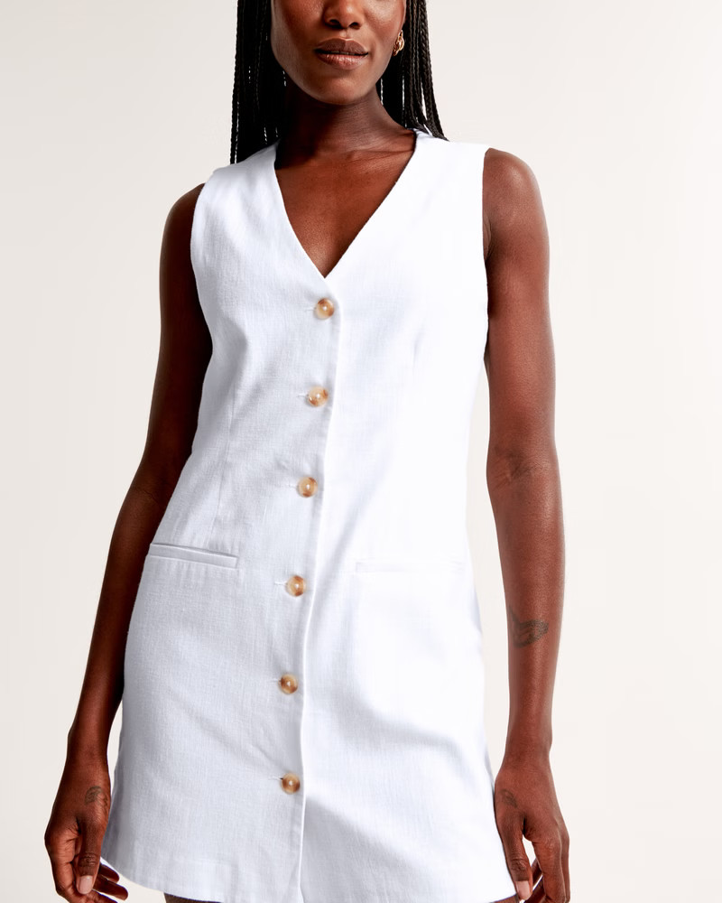 The A&F Mara Linen-Blend Vest Mini Dress | Abercrombie & Fitch (US)