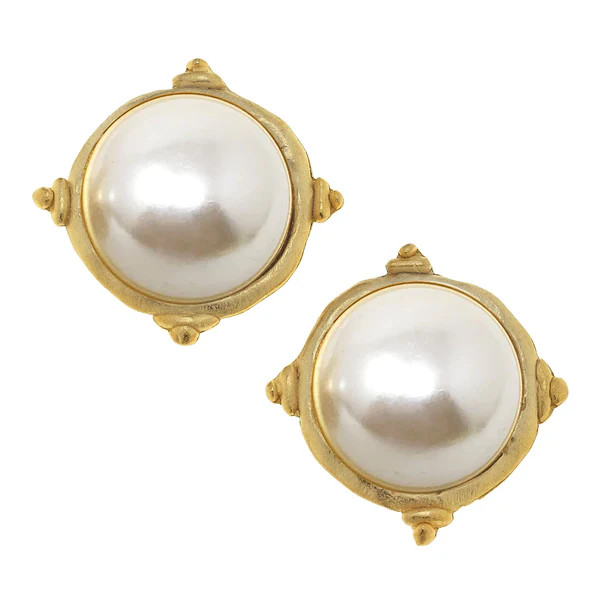 Pearl Cab Studs | Susan Shaw