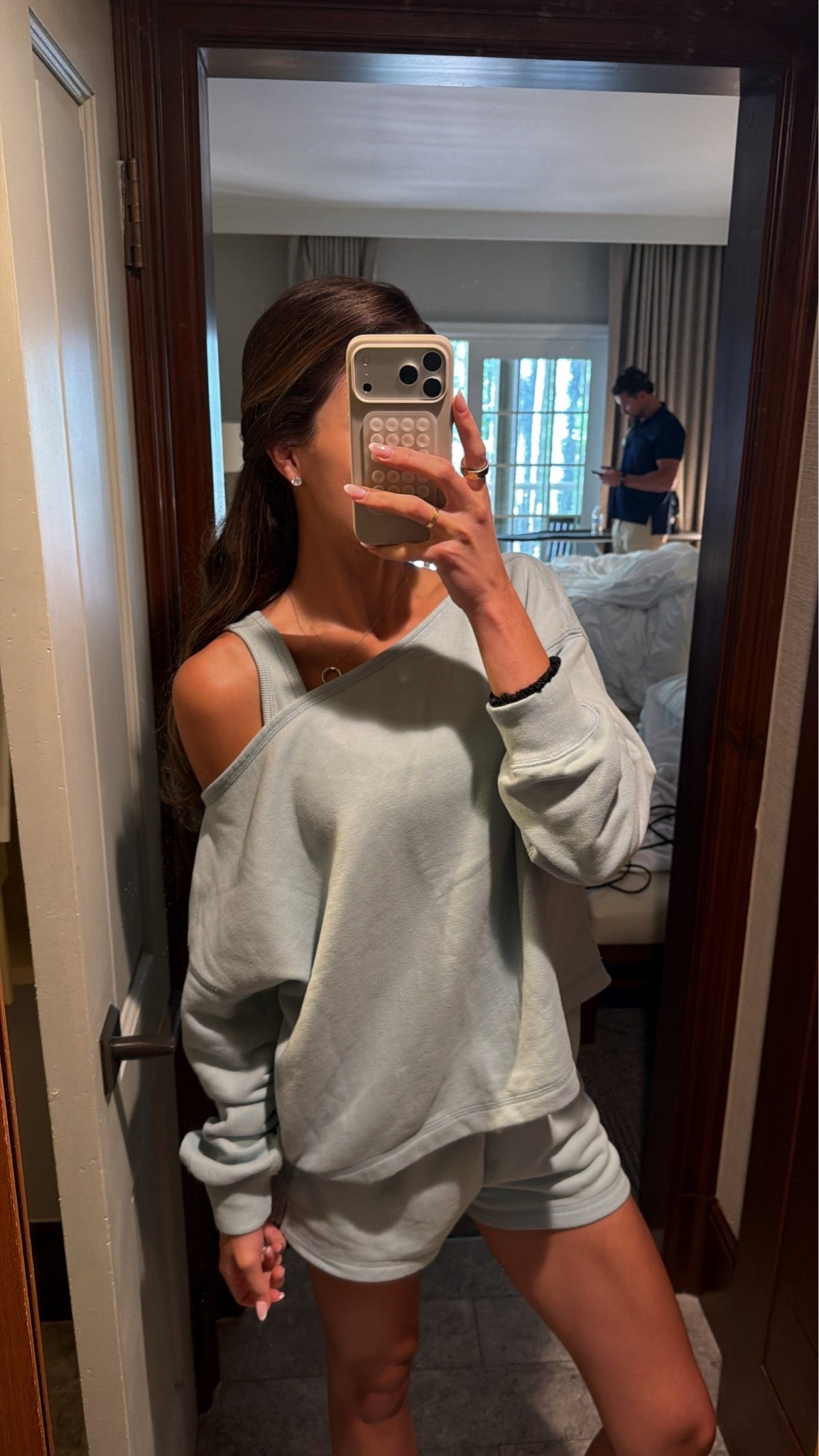Abercrombie comfy set. Wearing smalls in everything. The bra-free tank is a MUST!