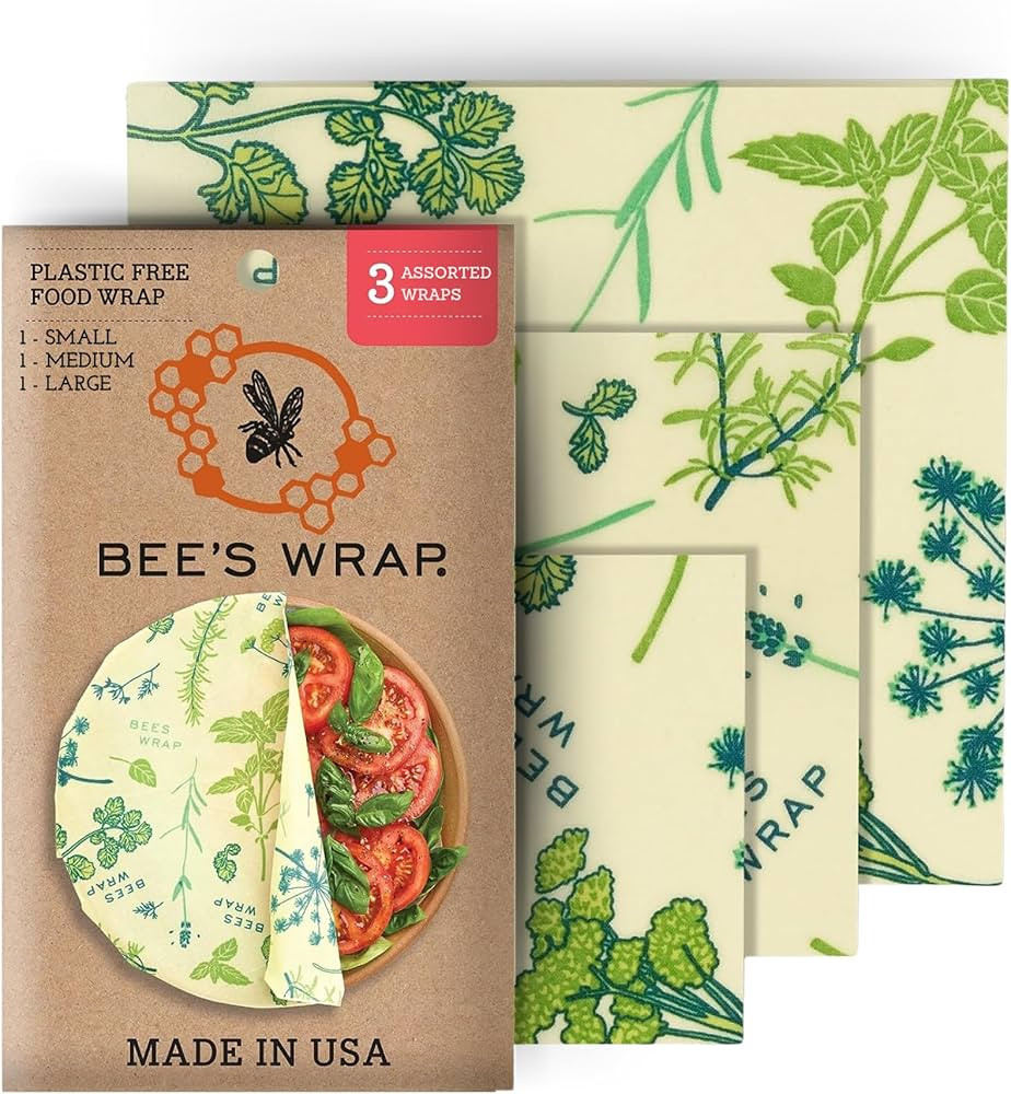 Bee's Wrap Reusable Vegan Alternative to Beeswax Food Wraps, Made in the USA, Eco Friendly Food W... | Amazon (US)