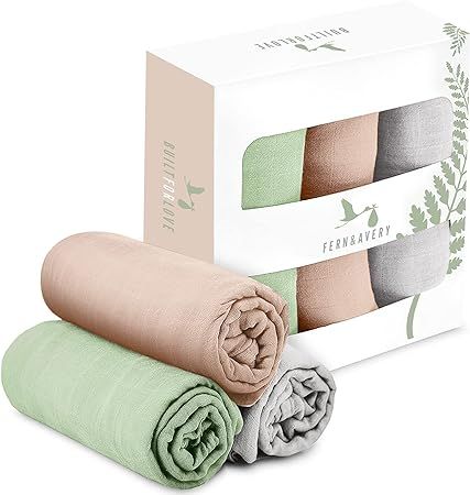 Fern & Avery Swaddle Blankets - Organic Cotton and Bamboo Baby Blankets - Gender Neutral Muslin S... | Amazon (US)