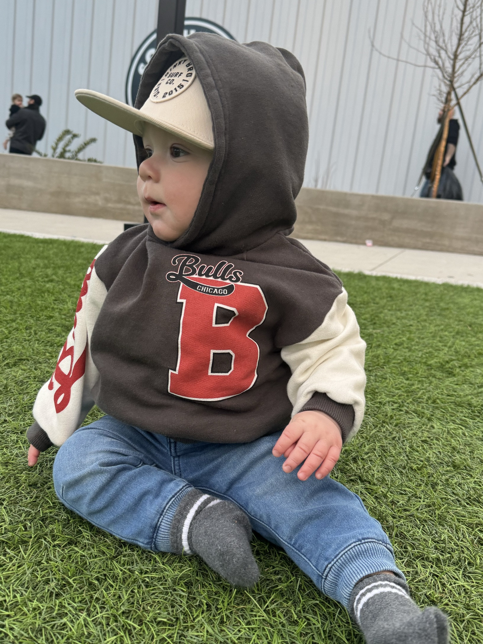 I wish I could link this hoodie but it was a Zara clearance find!!!  I linked some other graphic hoodies and a cute bulls crewneck for mom! The jeans are the cutest though and love styling his hats like this when he’s chilly out.

#LTKbaby #LTKfamily #LTKkids
