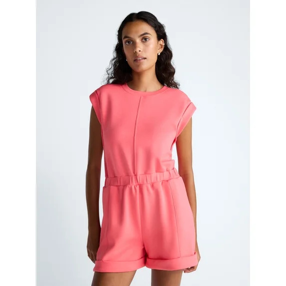 Scoop Women's and Women's Plus Scubaknit Crewneck Romper, Sizes XS-4X | Walmart (US)